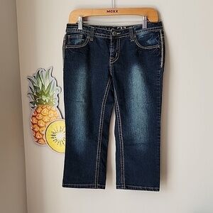 Rue21 - Dark Denim Crops with Worn in Wash​​​​​​​​​​​​